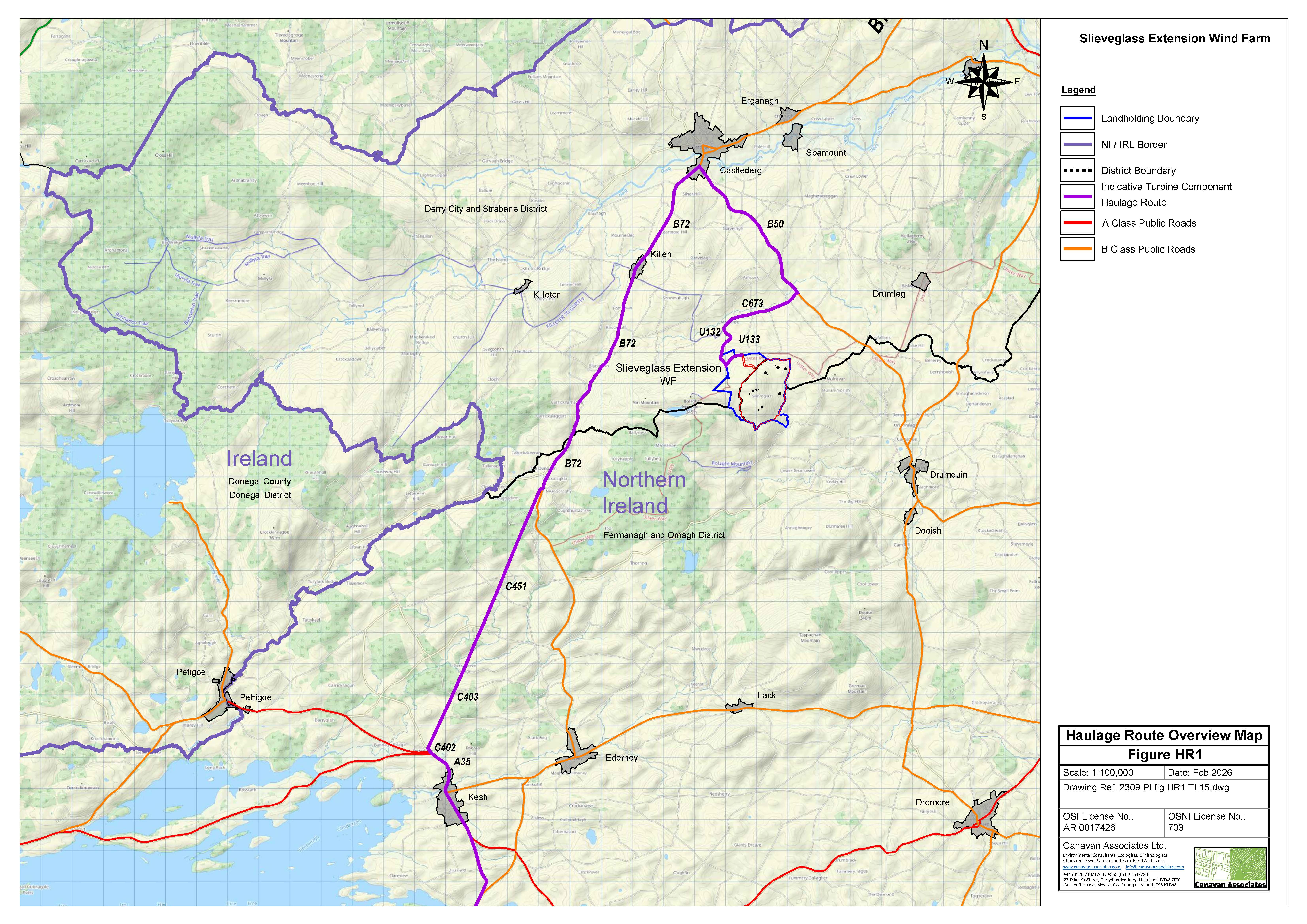 Map of proposed turbine delivery route