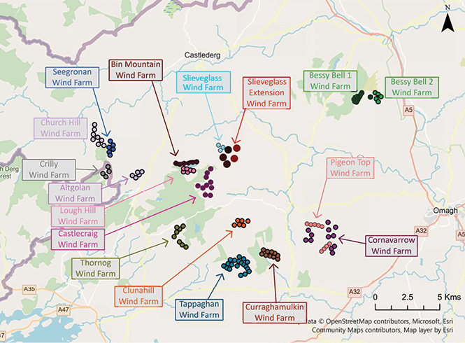 Map of local wind farms